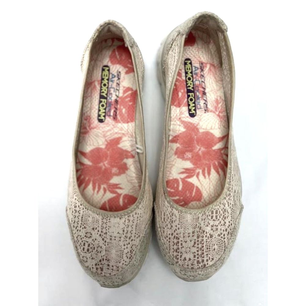 Skechers EZ Flex 3.0 Women’s Ballet Flats Beautify Cream Mesh Comfort Size 10